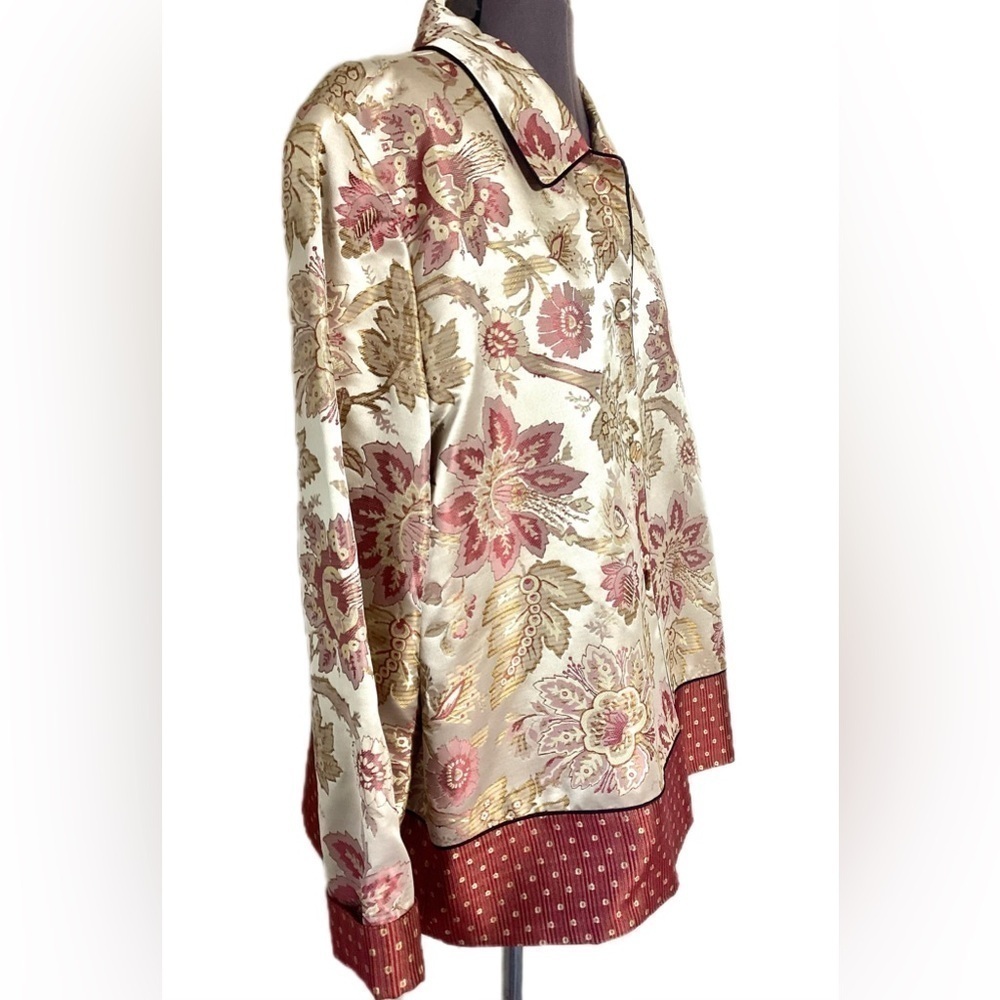 August Max Silk Floral Jacquard Jacket Size 4 Autumnal Sophisticated Chic Fall - Picture 5 of 15